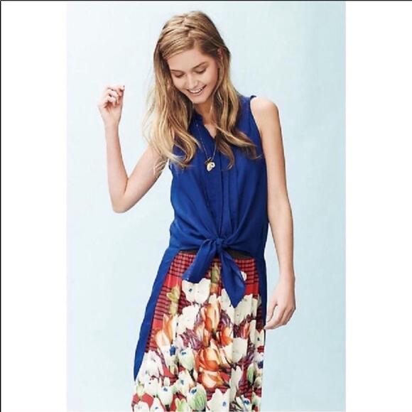NEW ANTHROPOLOGIE Leifnotes Klara Sheer Silk High Low Button Tank Top Blouse 6 - Picture 6 of 8